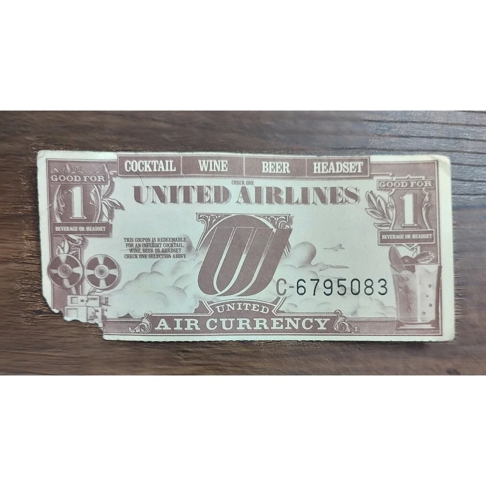 Vintage 1987 United Airlines Tulip Paper Air Currency *UNUSED* Collectible E5